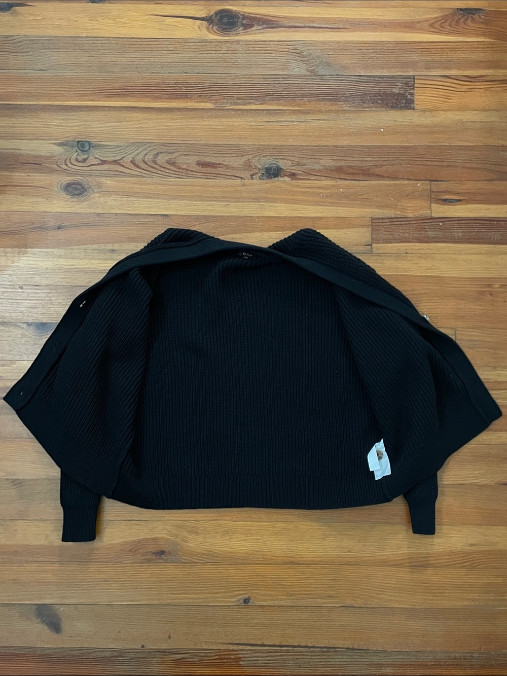 Quince Fisherman Boxy Cropped Cardigan Women's Small Black 100% Organic Cotton - Picture 4 of 14